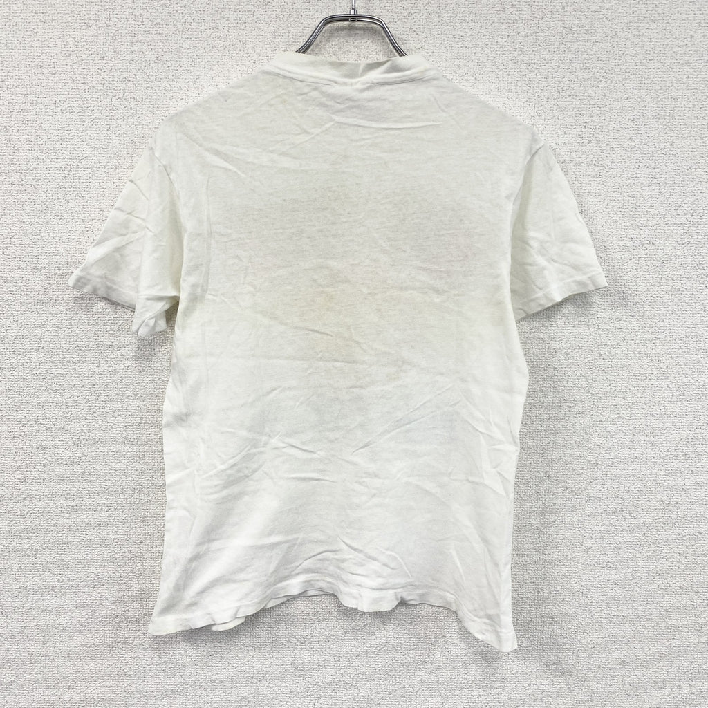 ～90s　Hanes　ヘインズ　半袖プリントTシャツ　カレッジロゴ　シングルステッチ　白　ホワイト　Mサイズ