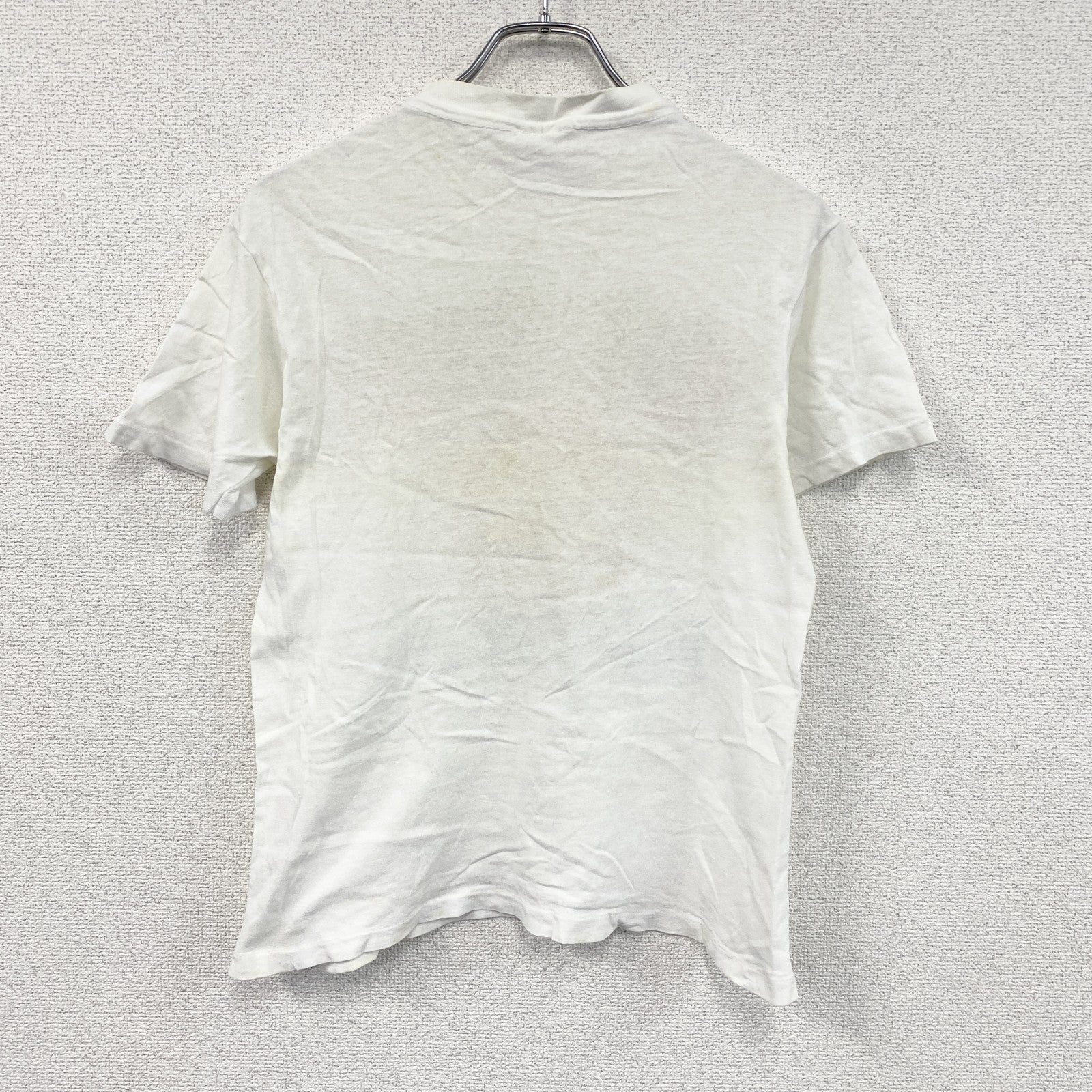 ～90s　Hanes　ヘインズ　半袖プリントTシャツ　カレッジロゴ　シングルステッチ　白　ホワイト　Mサイズ