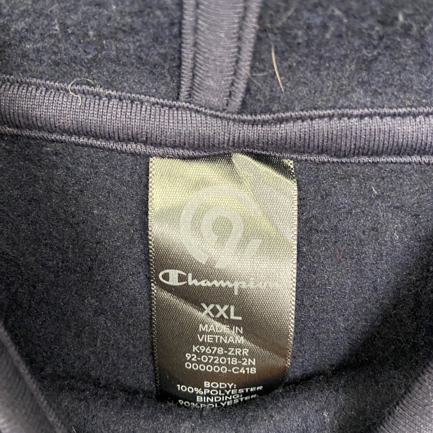 古着 used C9 by Champion チャンピオン　長袖無地パーカー　ネイビー　前ポケット　ノームコア　XXＬサイズ