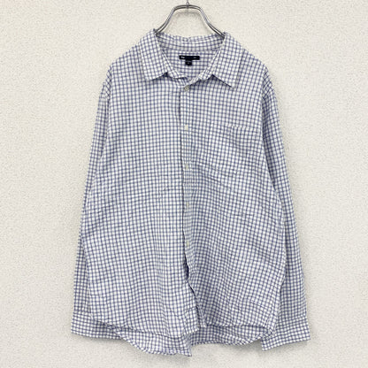 GAP　ギャップ　長袖シャツ　チェック柄　白　ホワイト　青　ブルー　XLサイズ