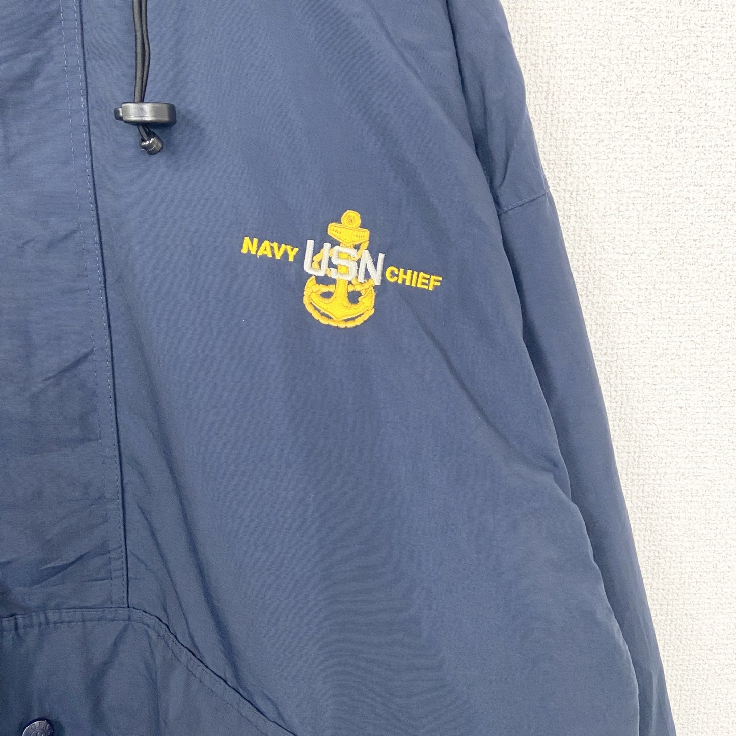 古着 used　GEAR FOR SPORTS　長袖ハーフジップナイロンジャケット　プルオーバー　刺デザイン　ネイビー　Lサイズ