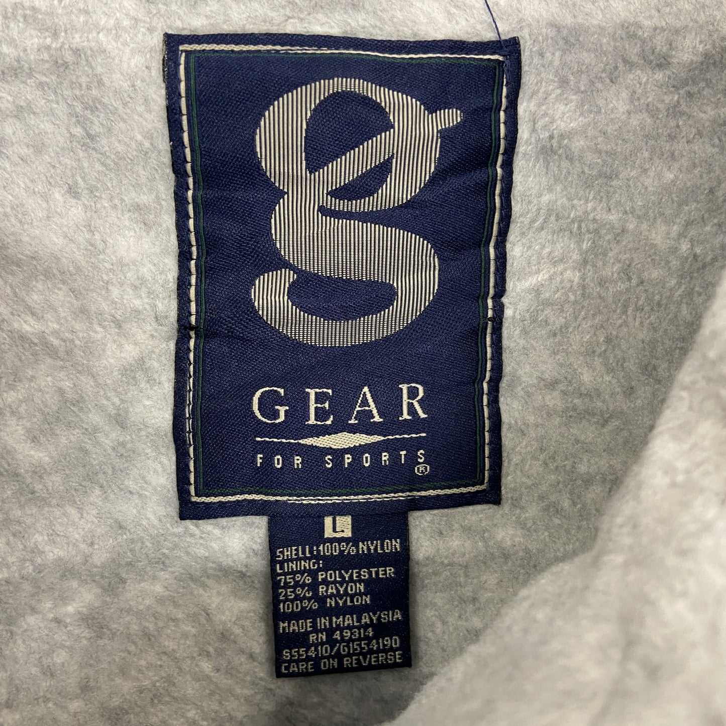 古着 used　GEAR FOR SPORTS　長袖ハーフジップナイロンジャケット　プルオーバー　刺デザイン　ネイビー　Lサイズ