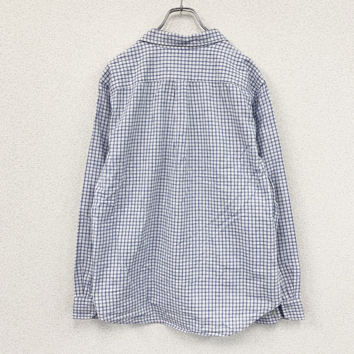 GAP　ギャップ　長袖シャツ　チェック柄　白　ホワイト　青　ブルー　XLサイズ