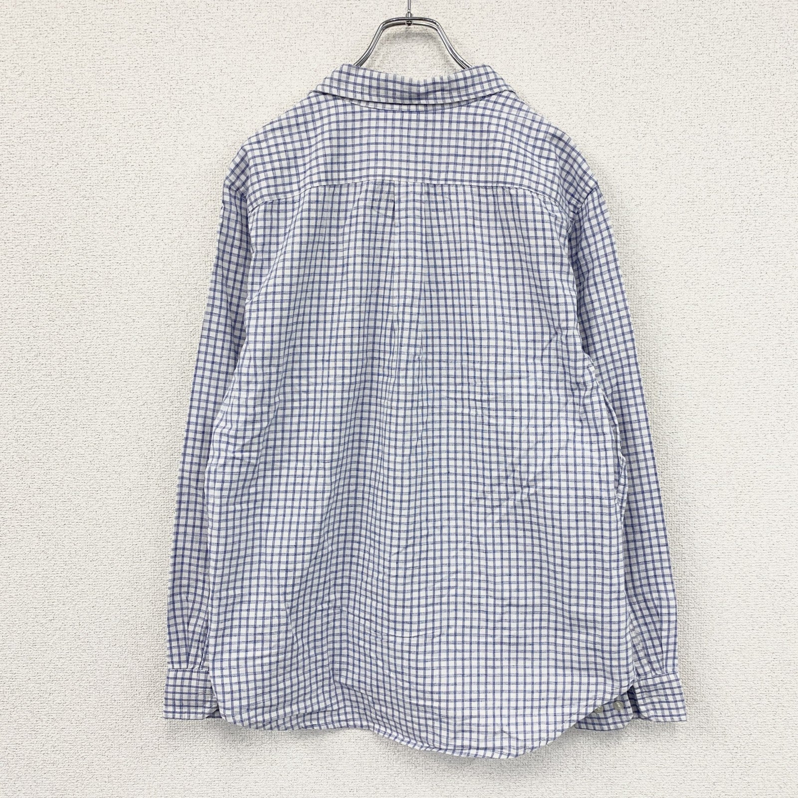 GAP　ギャップ　長袖シャツ　チェック柄　白　ホワイト　青　ブルー　XLサイズ