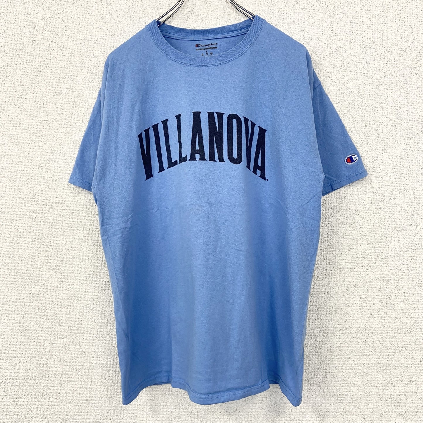 古着 used　Champion　チャンピオン　半袖カレッジプリントTシャツ　ヴィラノバ大学　レトロデザイン　ブルー　Lサイズ 63