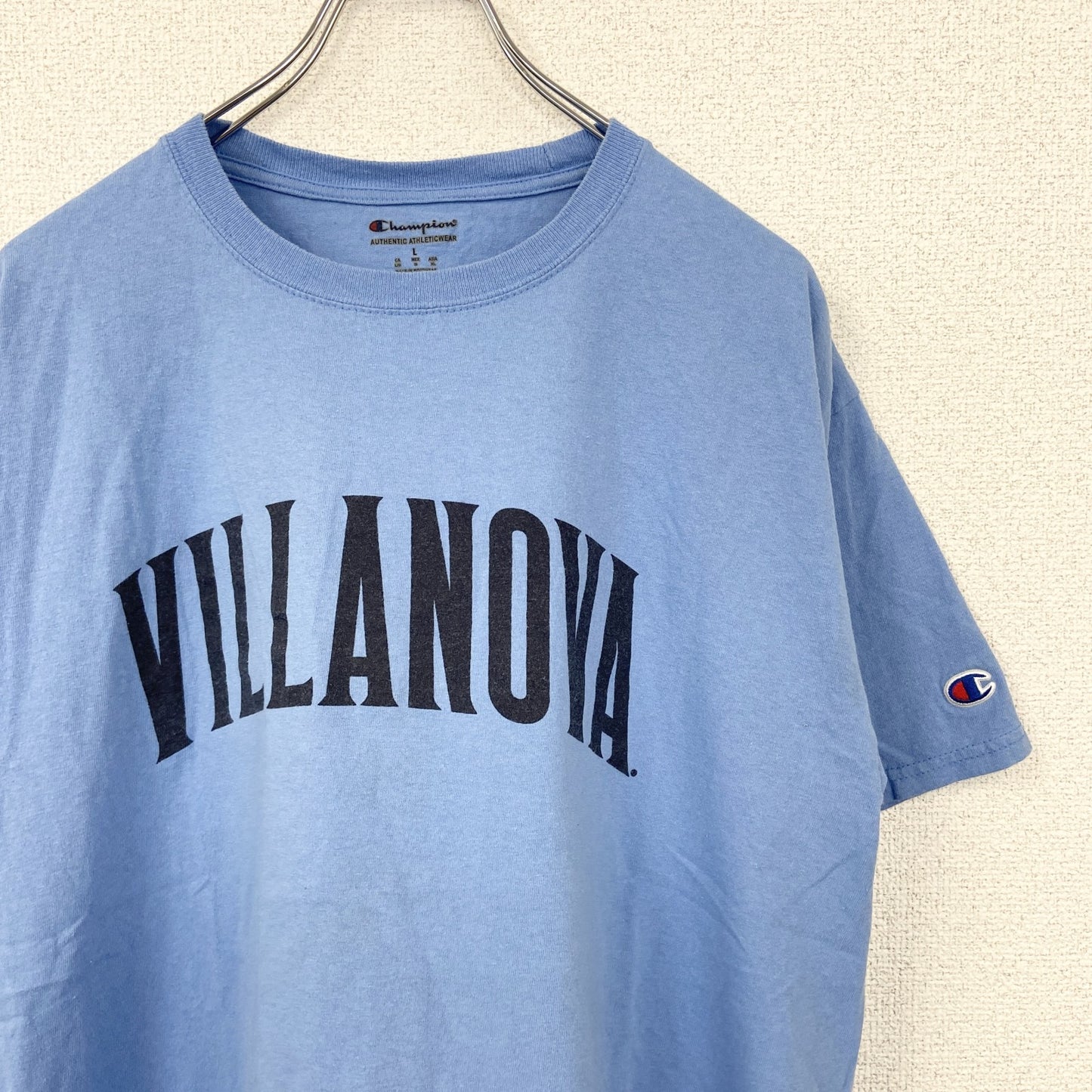 古着 used　Champion　チャンピオン　半袖カレッジプリントTシャツ　ヴィラノバ大学　レトロデザイン　ブルー　Lサイズ 63