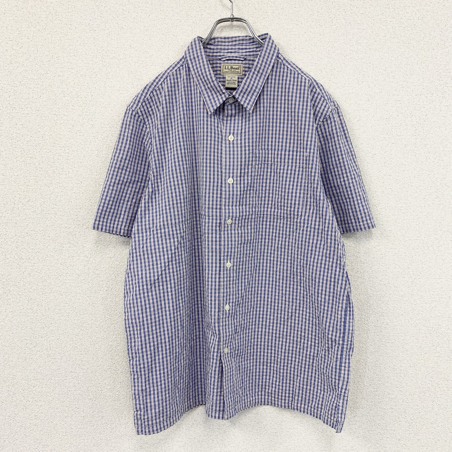 L.L.Bean　エルエルビーン　半袖シャツ　チェック柄　青　ブルー　XLサイズ