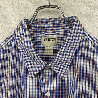 L.L.Bean　エルエルビーン　半袖シャツ　チェック柄　青　ブルー　XLサイズ