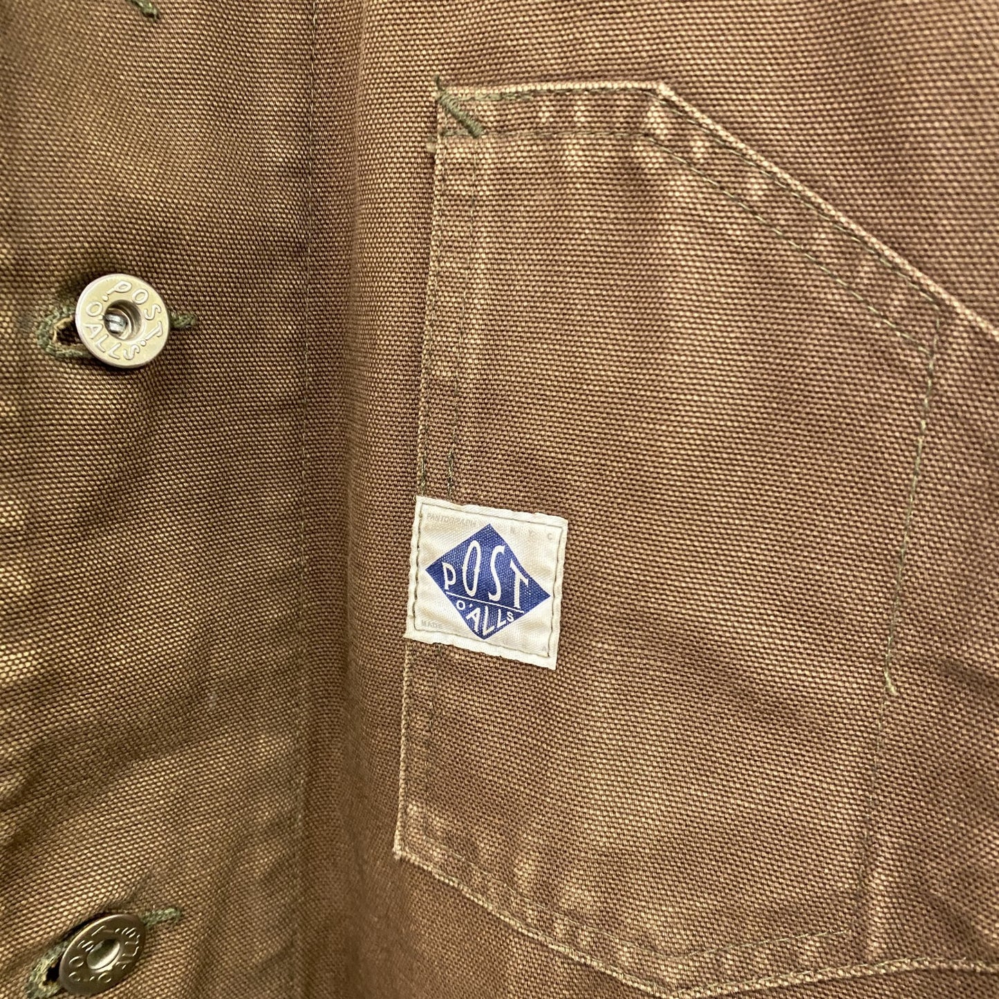 POST OVERALLS　ポストオーバーオールズ　ダックカバーオール　チンストラップ　茶色　ブラウン　Mサイズ
