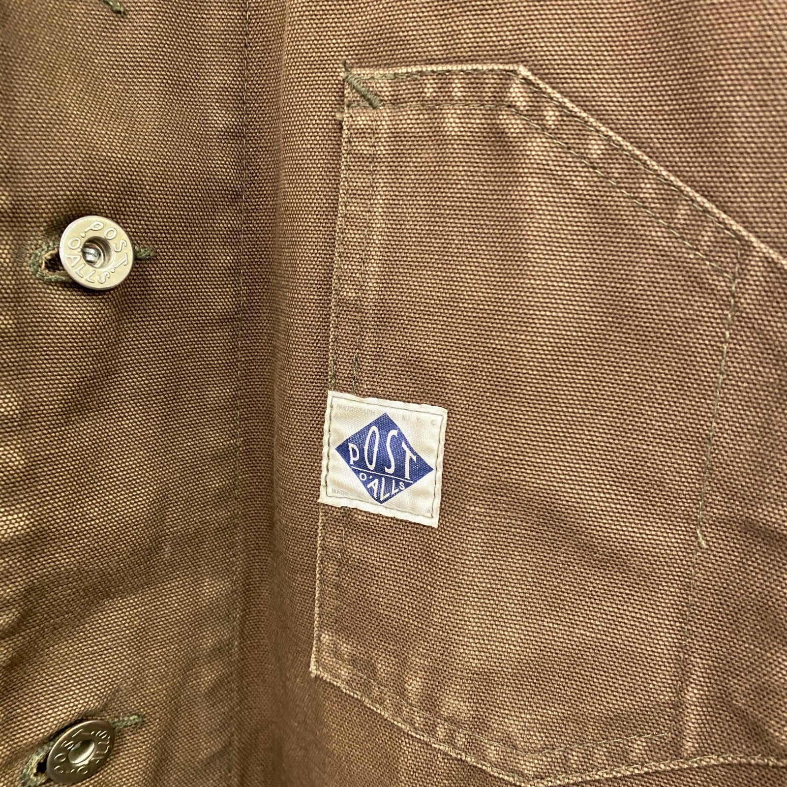 POST OVERALLS　ポストオーバーオールズ　ダックカバーオール　チンストラップ　茶色　ブラウン　Mサイズ