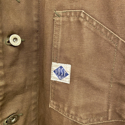 POST OVERALLS　ポストオーバーオールズ　ダックカバーオール　チンストラップ　茶色　ブラウン　Mサイズ