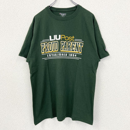 Champion　チャンピオン　半袖プリントTシャツ　3連プリント　英字プリント　現行　緑　グリーン　Lサイズ