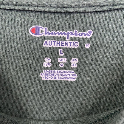 Champion　チャンピオン　半袖プリントTシャツ　3連プリント　英字プリント　現行　緑　グリーン　Lサイズ