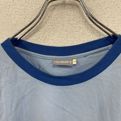 ncsoft　CITY OF HERO　半袖プリントTシャツ　リンガーT　青　ブルー　Lサイズ