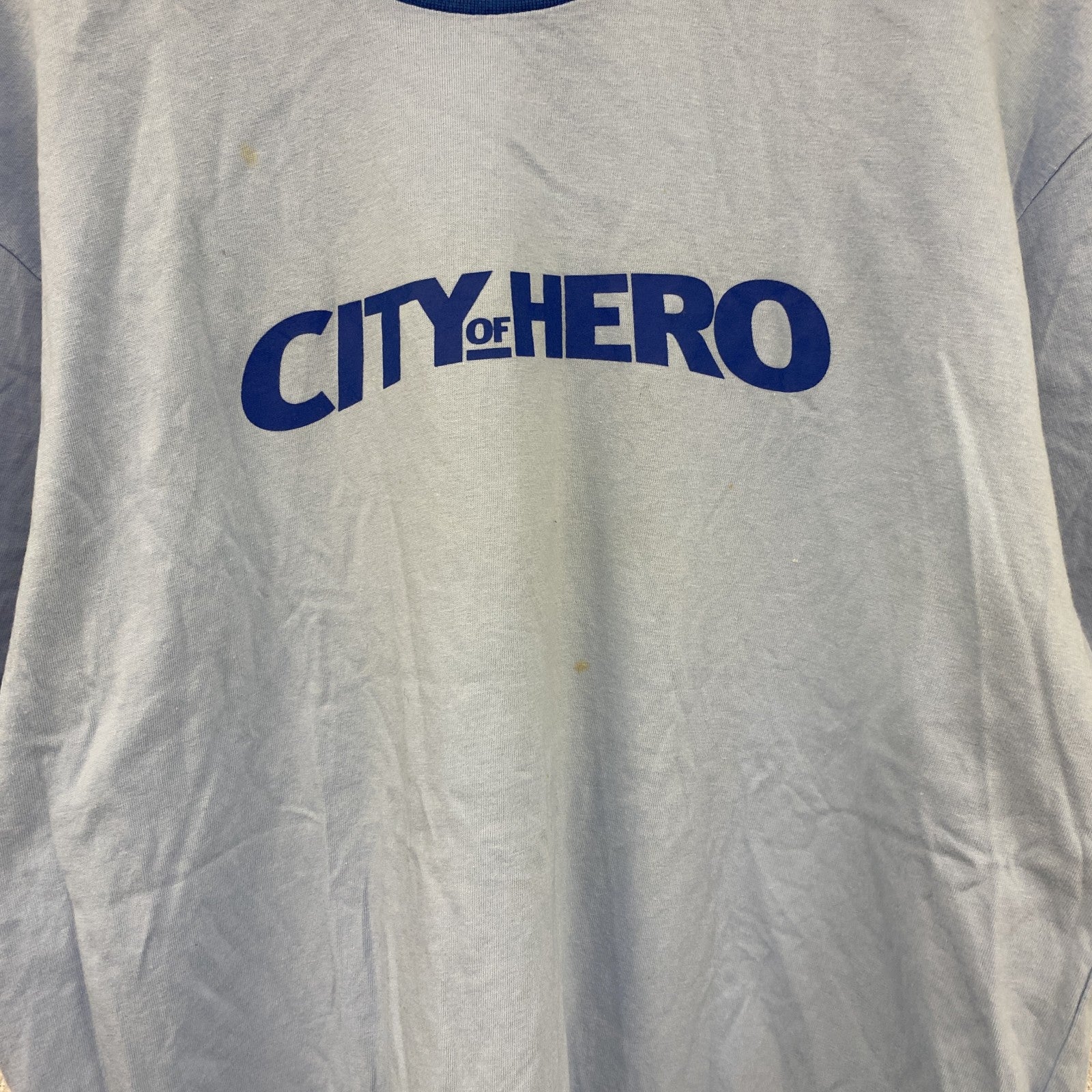 ncsoft　CITY OF HERO　半袖プリントTシャツ　リンガーT　青　ブルー　Lサイズ
