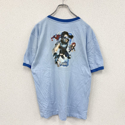 ncsoft　CITY OF HERO　半袖プリントTシャツ　リンガーT　青　ブルー　Lサイズ