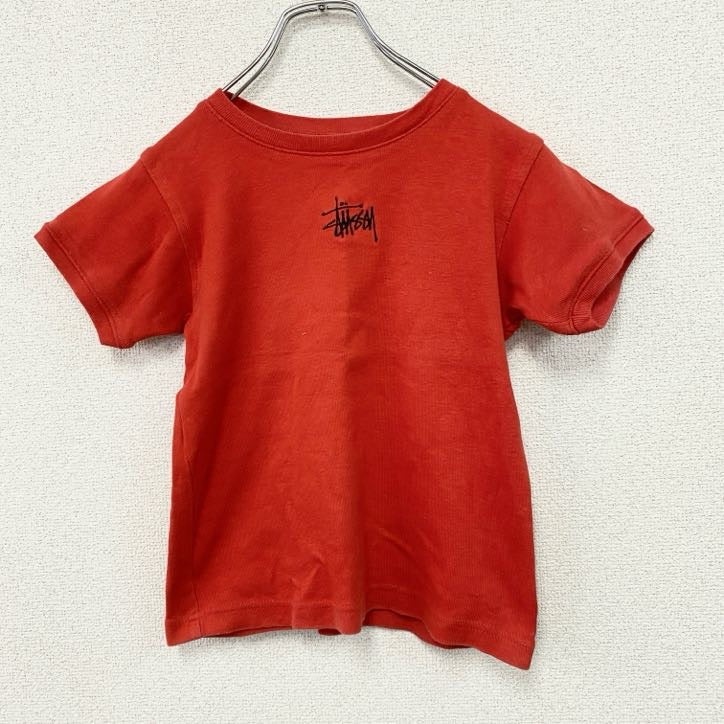 90s　OLD STUSSY　オールドステューシー　半袖Tシャツ　白タグ　刺繍ロゴ　赤　レッド　Mサイズ