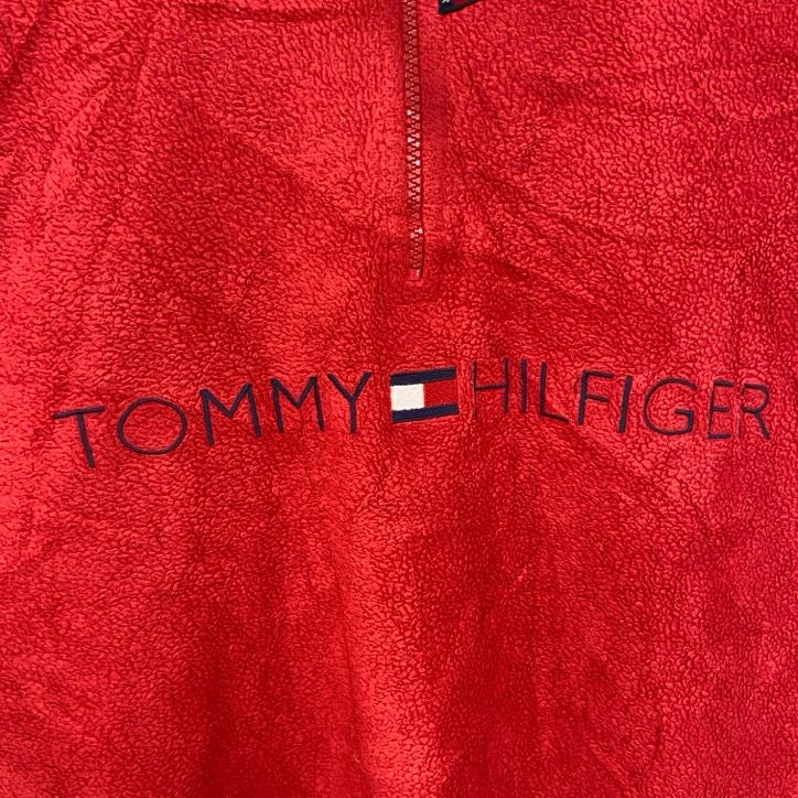 TOMMY HILFIGER　トミーヒルフィガー　ハーフジップフリースプルオーバー　赤　レッド　Lサイズ