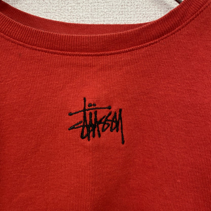 90s　OLD STUSSY　オールドステューシー　半袖Tシャツ　白タグ　刺繍ロゴ　赤　レッド　Mサイズ