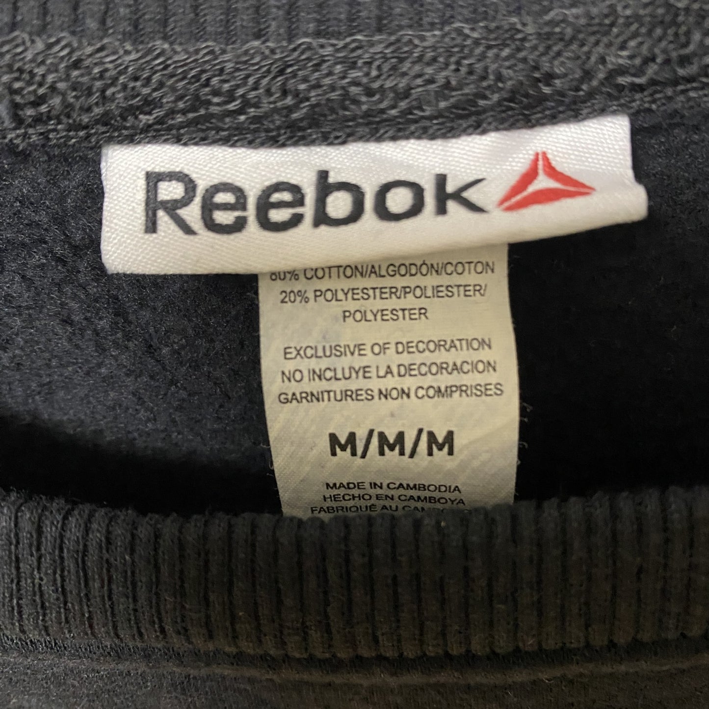 古着 used　Reebok リーボック　長袖ロゴプリントスウェット　トレーナー　黒　ブラック　シンプル　ノームコア　Mサイズ