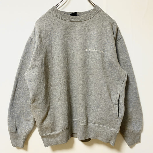 古着 used　Reebok　リーボック　長袖ワンポイントロゴ刺スウェット　トレーナー　レトロデザイン　グレー　灰色　Lサイズ