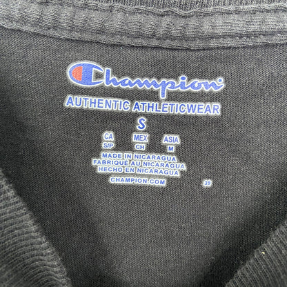 古着 used　Champion　チャンピオン　半袖プリントTシャツ　FIU　PANTHERS　黒　迷彩柄　Sサイズ