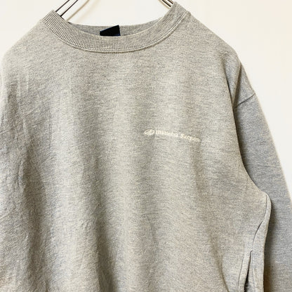 古着 used　Reebok　リーボック　長袖ワンポイントロゴ刺スウェット　トレーナー　レトロデザイン　グレー　灰色　Lサイズ