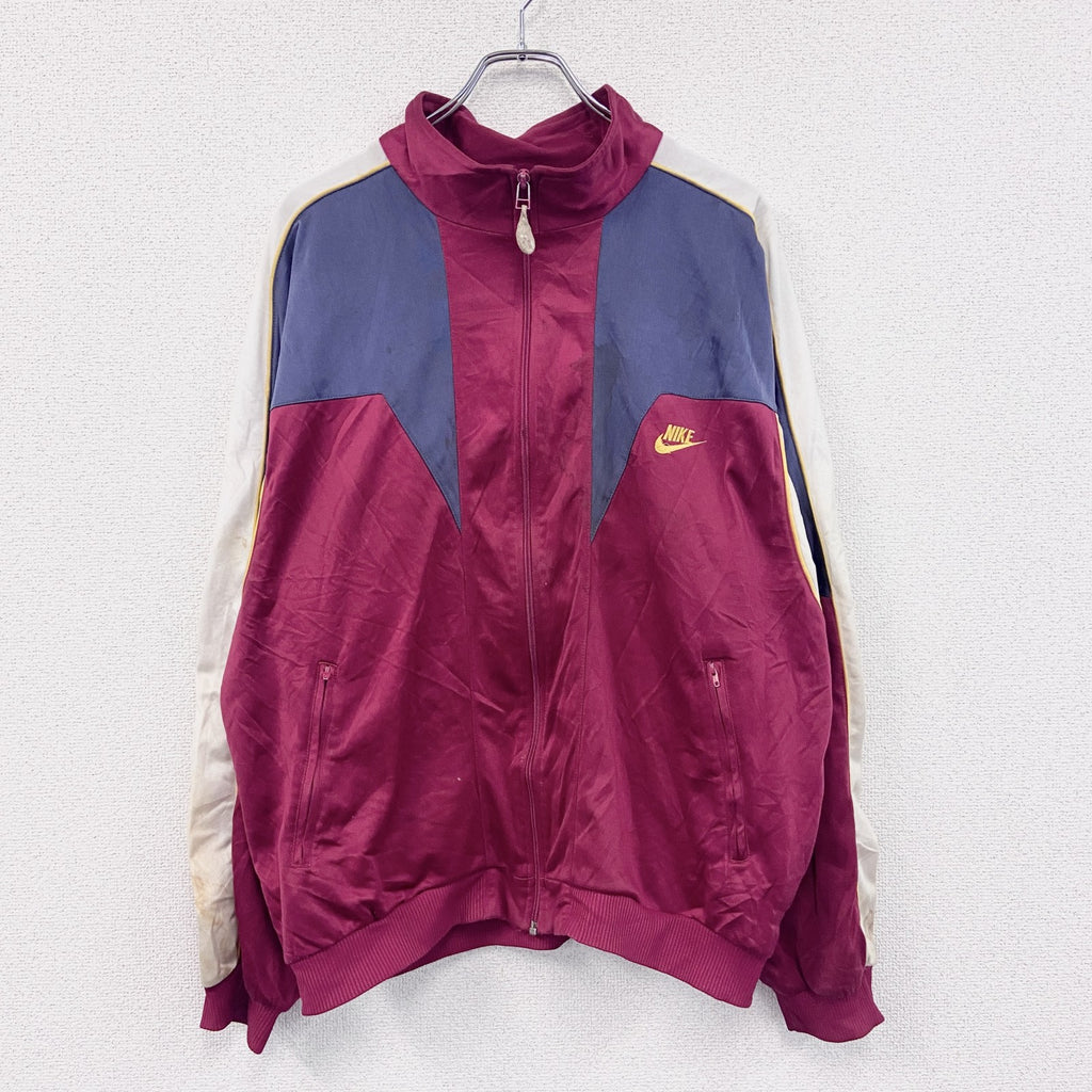 ～90s　NIKE　ナイキ　トラックジャケット/ジャージ　スウッシュ　デカロゴ　銀タグ　マルチカラー　Lサイズ