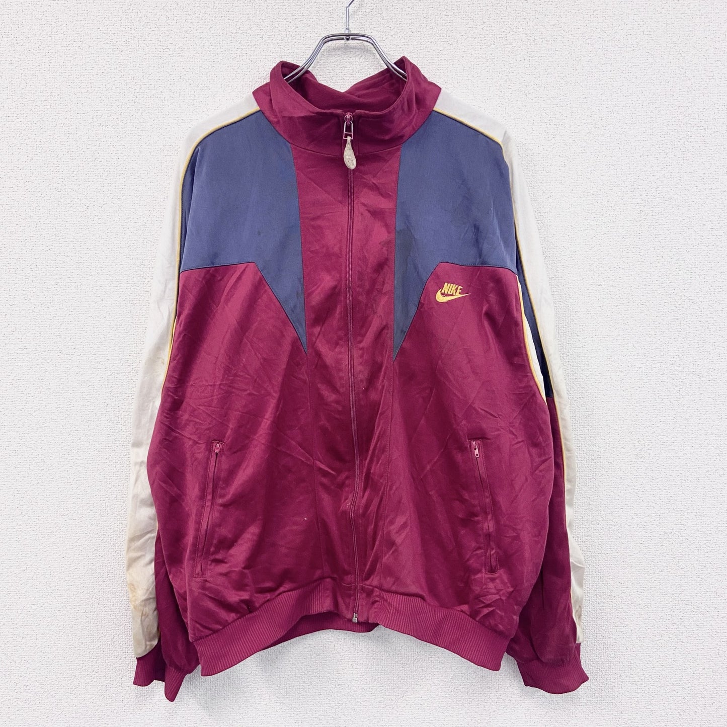 ～90s　NIKE　ナイキ　トラックジャケット/ジャージ　スウッシュ　デカロゴ　銀タグ　マルチカラー　Lサイズ
