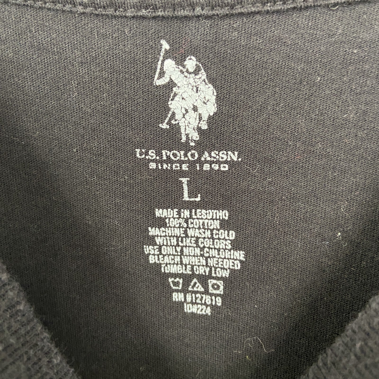 古着 used　U.S.POROASSN ユーエスポロアッスン　半袖クルーネックTシャツ　無地　ワンポイントロゴ　黒　Lサイズ