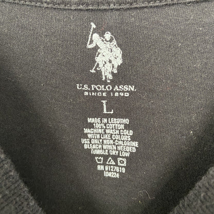 古着 used　U.S.POROASSN ユーエスポロアッスン　半袖クルーネックTシャツ　無地　ワンポイントロゴ　黒　Lサイズ