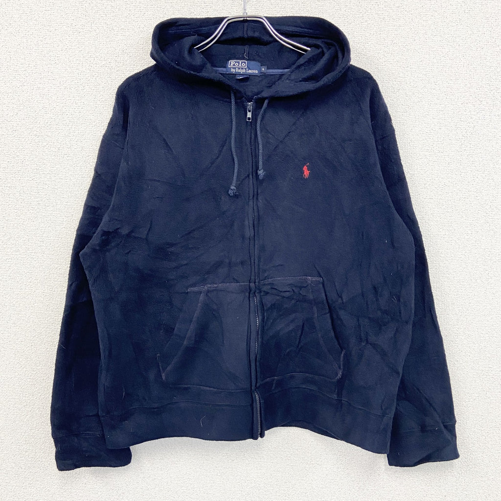 90s　Polo by Ralph Lauren　ポロバイラルフローレン　フルジップフリースパーカー　紺　ネイビー　Lサイズ