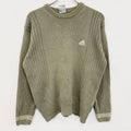 00s　adidas　アディダス　アクリルニットセーター　ヴィンテージ　カーキ　モスグリーン　Mサイズ