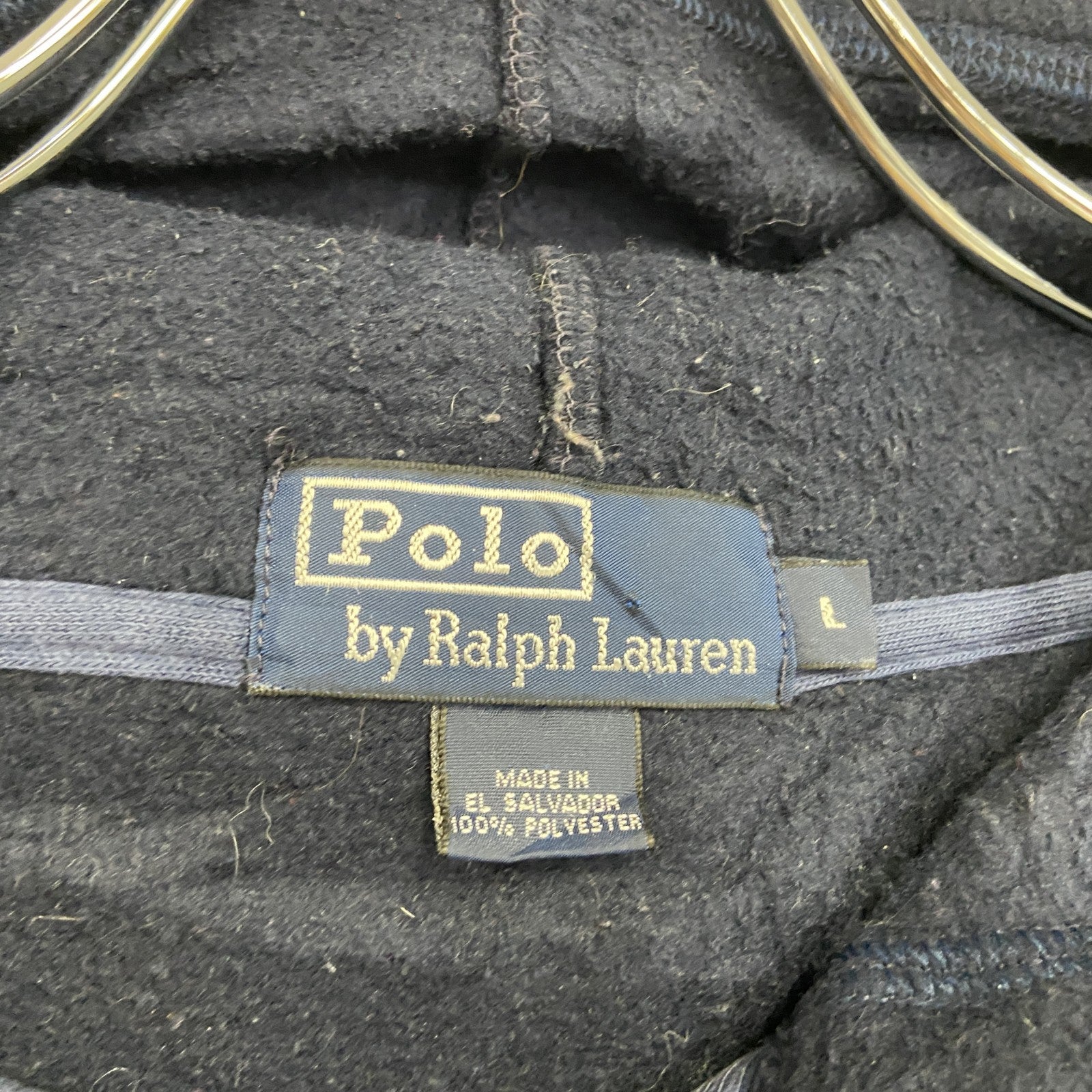 90s　Polo by Ralph Lauren　ポロバイラルフローレン　フルジップフリースパーカー　紺　ネイビー　Lサイズ