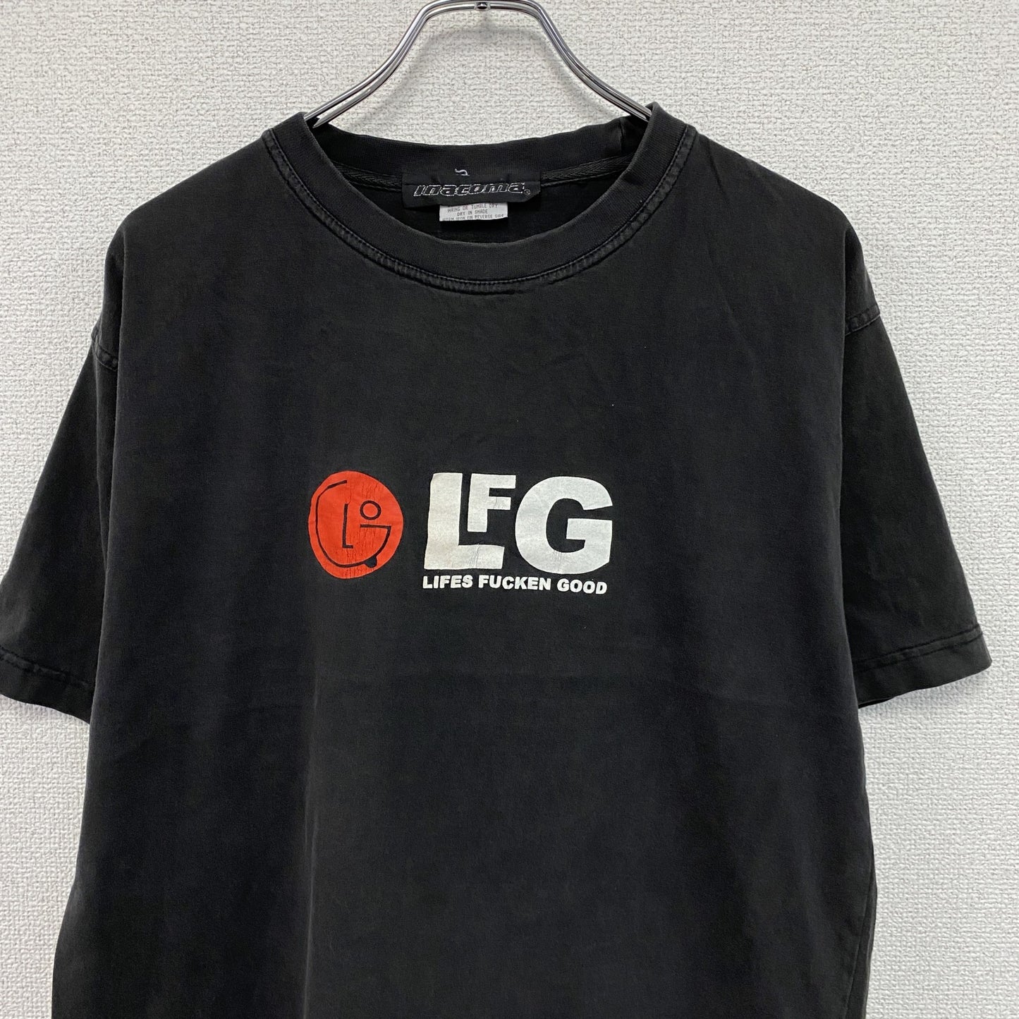 ～00s　inacoma　LFG　半袖プリントTシャツ　ヴィンテージ　黒　ブラック　