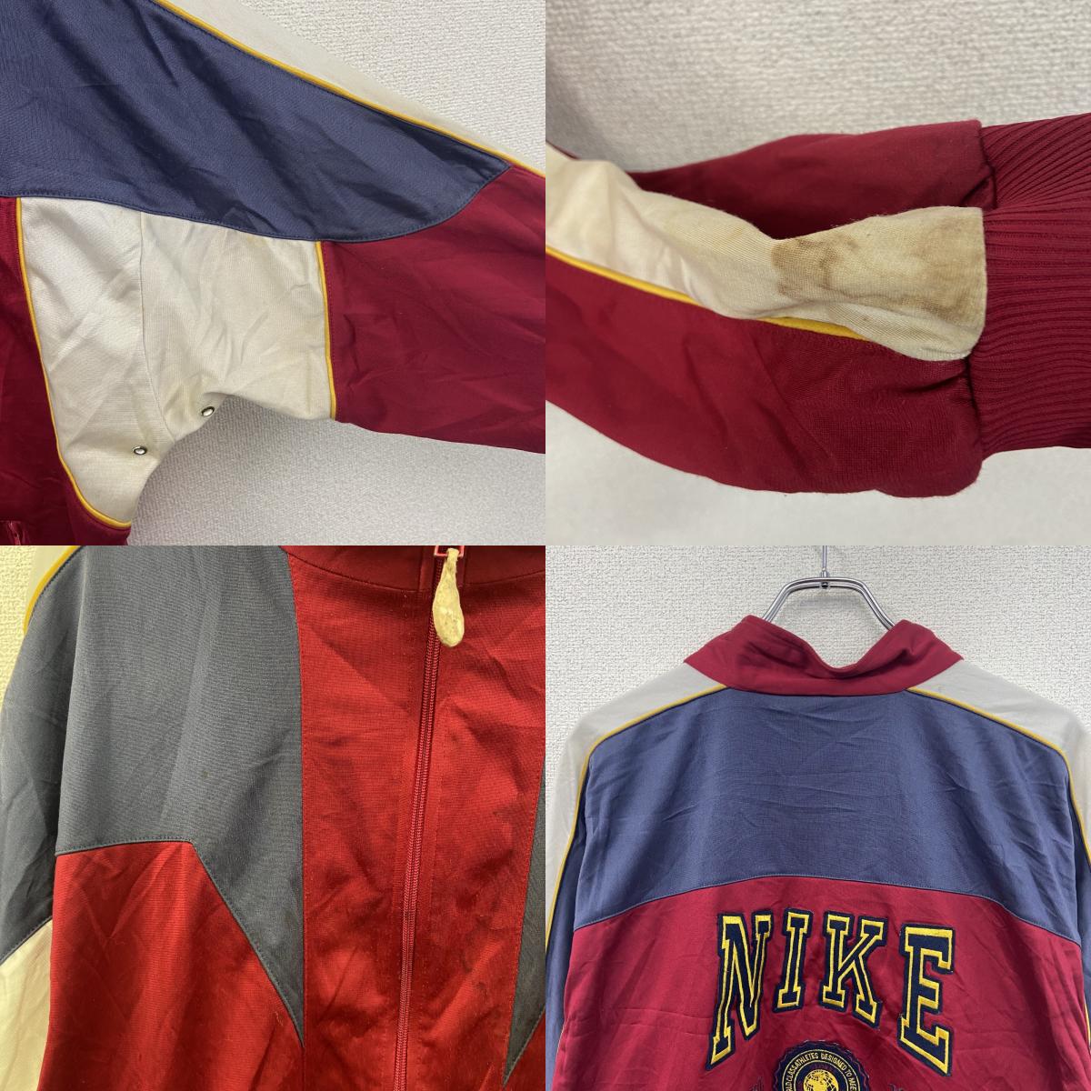 ～90s　NIKE　ナイキ　トラックジャケット/ジャージ　スウッシュ　デカロゴ　銀タグ　マルチカラー　Lサイズ