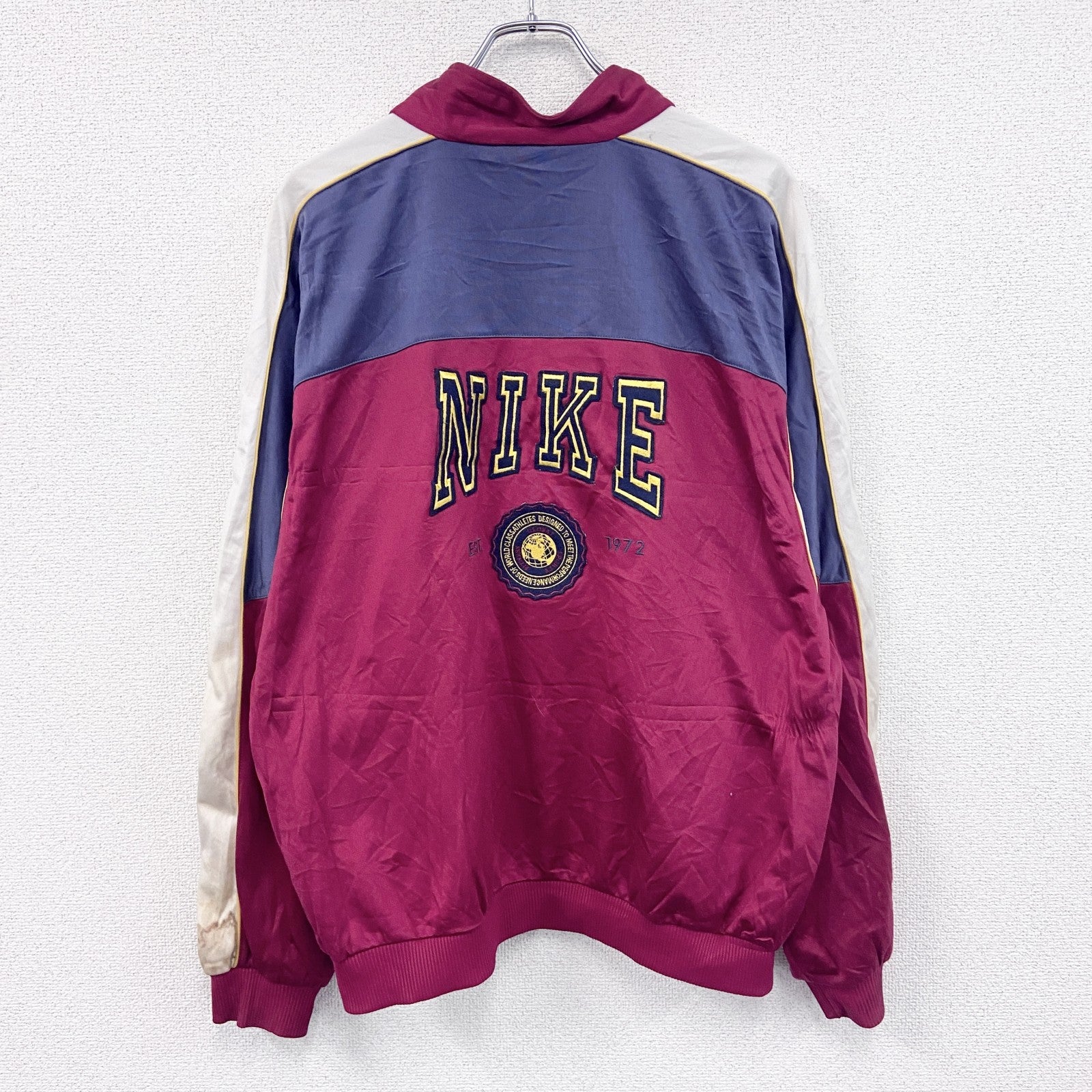 ～90s　NIKE　ナイキ　トラックジャケット/ジャージ　スウッシュ　デカロゴ　銀タグ　マルチカラー　Lサイズ
