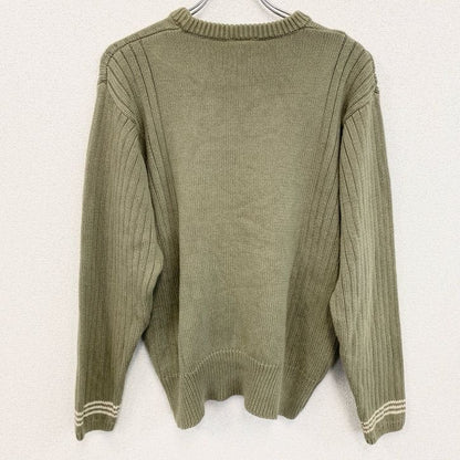 00s　adidas　アディダス　アクリルニットセーター　ヴィンテージ　カーキ　モスグリーン　Mサイズ