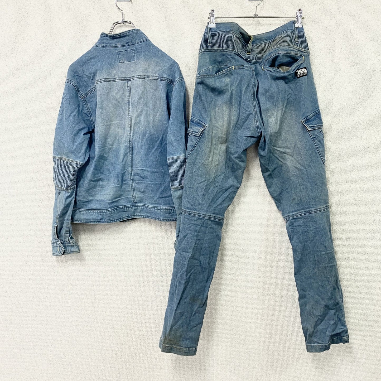 TORAICHI　ライダースジャケット　デニム蛇腹カーゴパンツ　デニムセットアップ/ワークウェア　インディゴ　Lサイズ