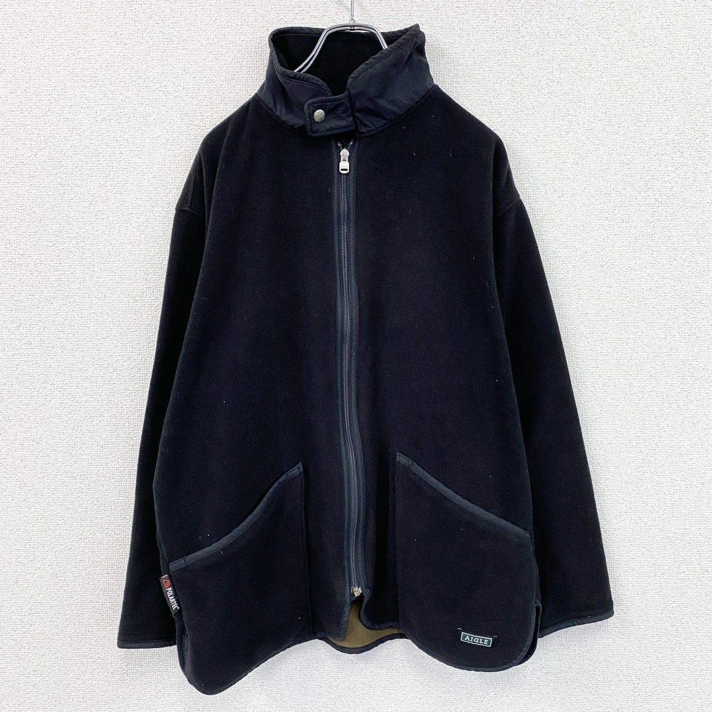 AIGLE　エーグル　フリースジャケット/ボアジャケット　黒　ブラック　Lサイズ