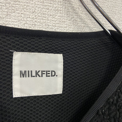 MILKFED.　ミルクフェド　ノーカラーフリースジャケット/ボアジャケット　ジップ胸ポケット　黒　ブラック　ONEサイズ