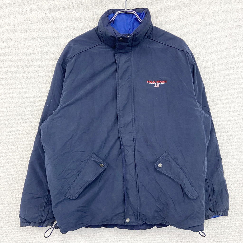 90s　POLO SPORT　ポロスポーツ　ラルフローレン　リバーシブルダウンジャケット　紺　ネイビー　Lサイズ