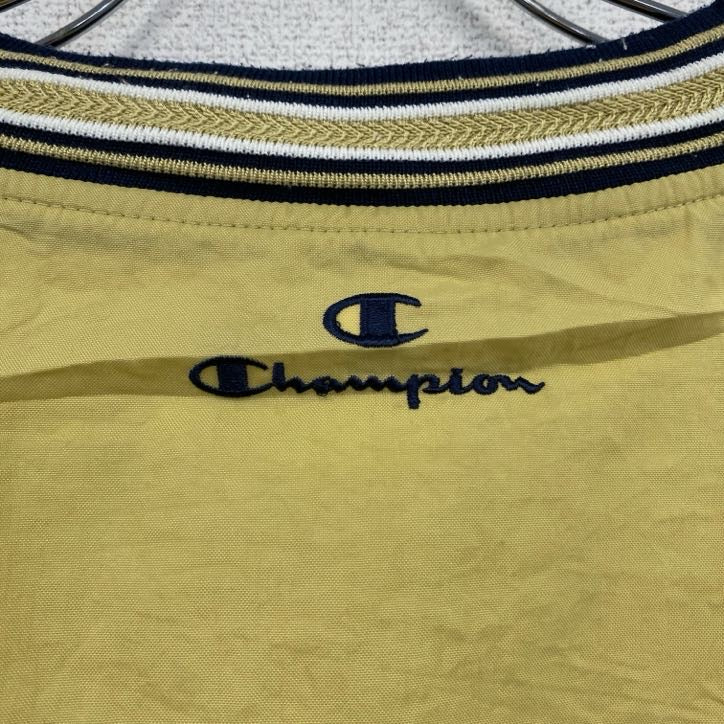 90s～　champion　チャンピオン　ナイロンプルオーバージャケット　刺繍ロゴ　ヴィンテージ　黄色　イエロー　XLサイズ