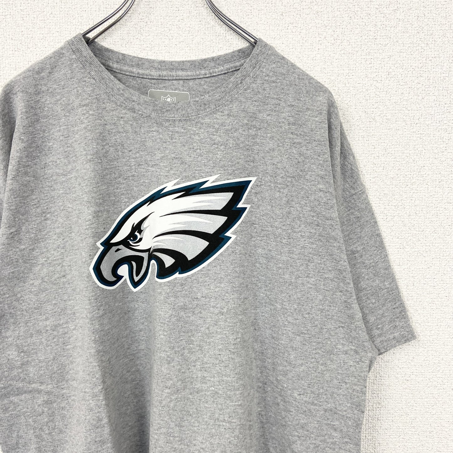 古着 used　NFL　半袖オフィシャルプリントTシャツ　フィラデルフィアイーグルス　アメフト　クルーネック　グレー　XLサイズ