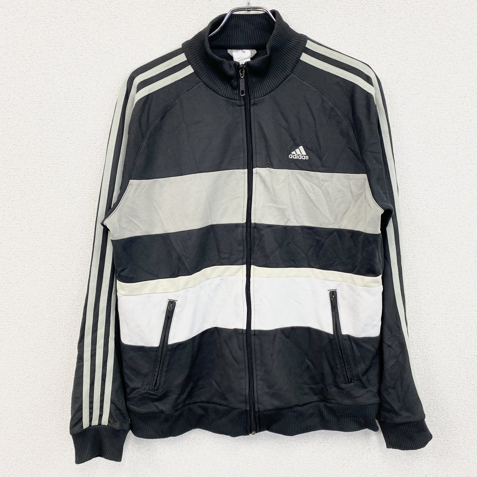 　adidas　アディダス　フルジップトラックジャケット/ジャージ　灰色　ダークグレー　Lサイズ