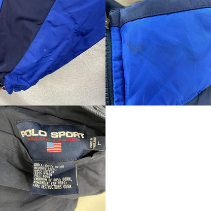 90s　POLO SPORT　ポロスポーツ　ラルフローレン　リバーシブルダウンジャケット　紺　ネイビー　Lサイズ