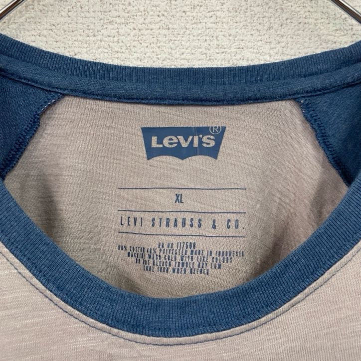 Levi's　リーバイス　半袖ポケットTシャツ　ポケT　ラグランスリーブ　青　ブルー　グレー　XLサイズ