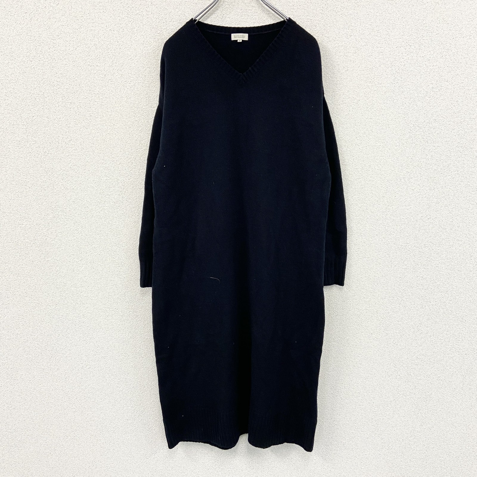 MACKINTOSH PHILOSOPHY　マッキントッシュ フィロソフィー　長袖ニットワンピース　Vネック　紺　ネイビー　38サイズ