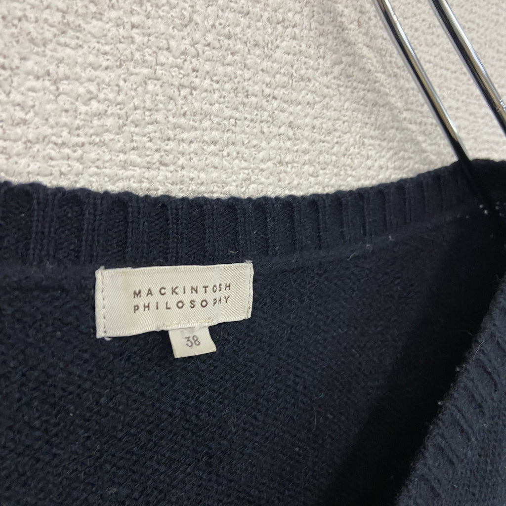 MACKINTOSH PHILOSOPHY　マッキントッシュ フィロソフィー　長袖ニットワンピース　Vネック　紺　ネイビー　38サイズ