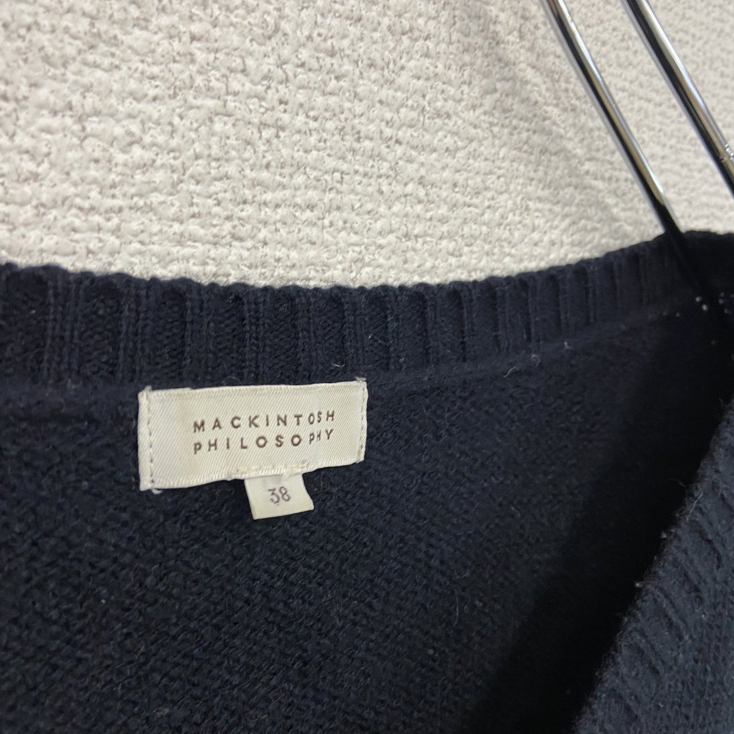 MACKINTOSH PHILOSOPHY　マッキントッシュ フィロソフィー　長袖ニットワンピース　Vネック　紺　ネイビー　38サイズ